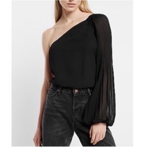 NWT Express Elegant Black One-Shoulder Blouse